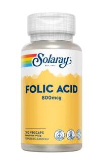 Acido Fólico 100 Cáp Vegetales de 800μg Solaray