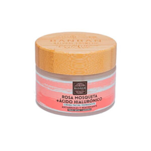 Crema Facial Rosa Mosqueta y Ácido Hialurónico Banban 50 ml con ingredientes de origen natural para hidratar y cuidar la piel.