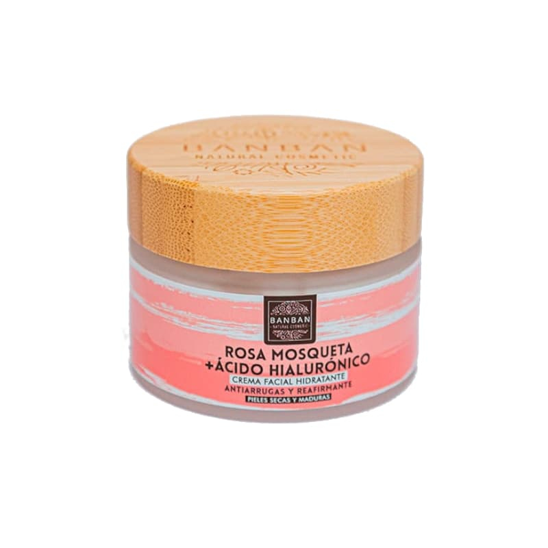 Crema Facial Rosa Mosqueta y Ácido Hialurónico Banban 50 ml Crema Facial Rosa Mosqueta y Ácido Hialurónico Banban 50 ml con ingredientes de origen natural para hidratar y cuidar la piel.