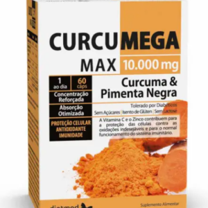 Cúrcumax Complex 10.000 mg Dietmed con cúrcuma, curcumina, pimienta negra, vitamina C y zinc en 60 cápsulas.