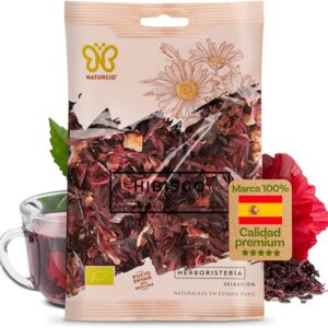 Flor de Hibisco o Flor de Jamaica Naturcid 40 g para preparar infusiones naturales de intenso color y sabor ligeramente ácido.