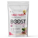Higo Tinto Boost Vainilla 500 g con proteína de suero, fibra prebiótica, probióticos, Coenzima Q10 y cromo.